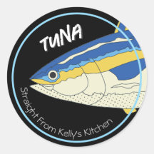 Etikett für Thunfisch-Geschäft mit modernem Design