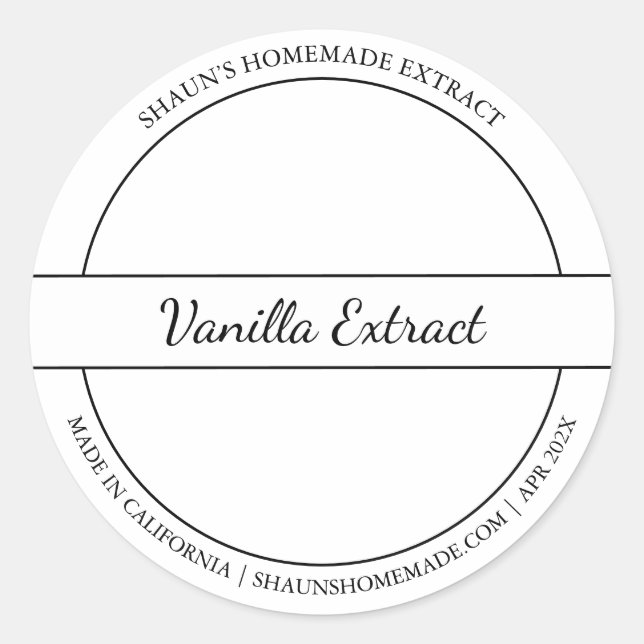 Etikett für Vanilla Extract Runder Aufkleber (Vorderseite)