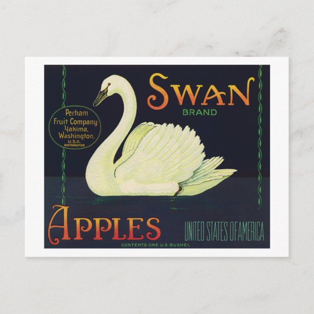 Etikett für Vintage Äpfel Postkarte (Vorderseite)