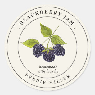 Etikett für Vintage BlackBerry-Konfitüre Runder Aufkleber