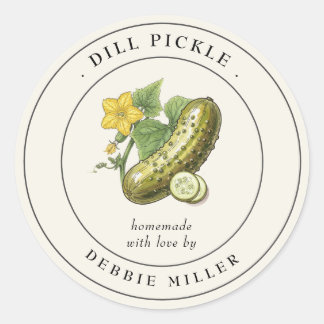 Etikett für Vintage-Dill-Gurken-Einmachglas Runder Aufkleber