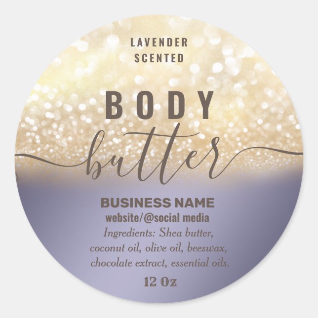 Etikett für Vintage Goldglittenbutter Runder Aufkleber (Vorderseite)