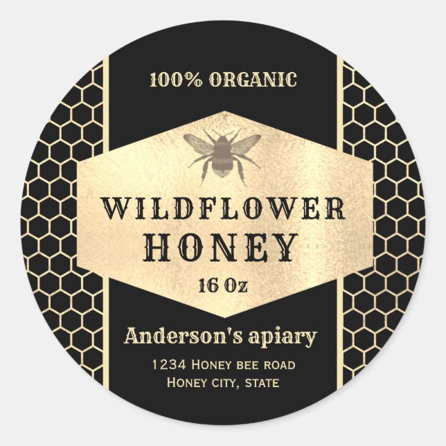 Etikett für Vintage Honigweine Runder Aufkleber (Vorderseite)