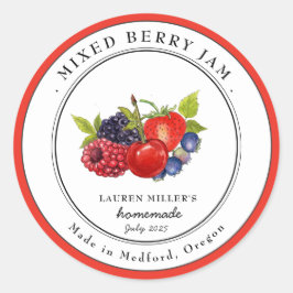 Etikett für Vintage Mischung aus Berry-Konfitüre Runder Aufkleber