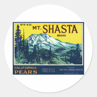 Etikett für Vintage Mt Shasta California Birnen Runder Aufkleber