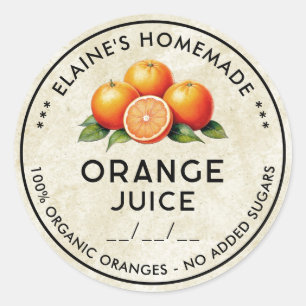 Etikett für Vintage-Orangensaft-Zutaten in Dosen Runder Aufkleber