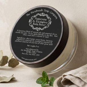Etikett für Vintage-Schwarzkörperbutter-Hautcreme- Runder Aufkleber