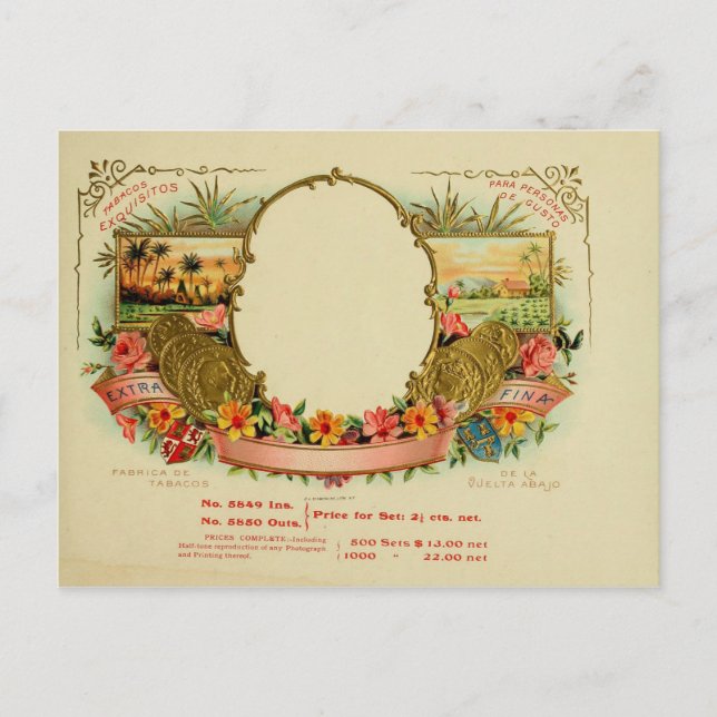 Etikett für Vintage Zigarrenboxen Postkarte (Vorderseite)