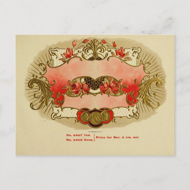 Etikett für Vintage Zigarrenboxen Postkarte (Vorderseite)