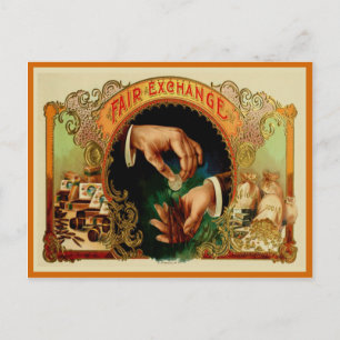 Etikett für Vintage Zigarrenboxen Postkarte