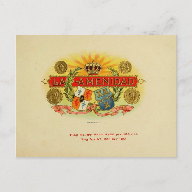 Etikett für Vintage Zigarrenboxen Postkarte (Vorderseite)