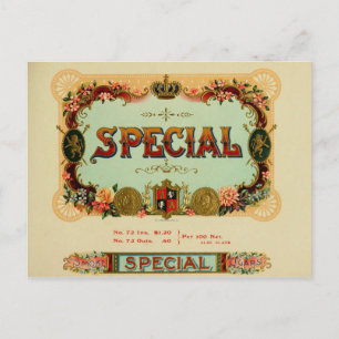 Etikett für Vintage Zigarrenboxen Postkarte