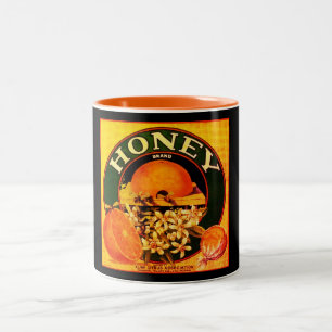 Etikett für Vintages Honigobst Zweifarbige Tasse