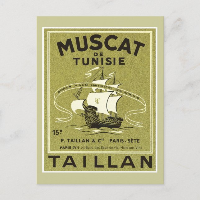 Etikett für Vintages Weinholz Postkarte (Vorderseite)