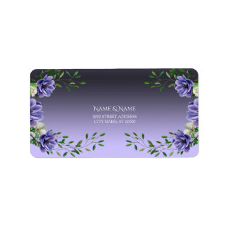Etikett für violette Wasserfarben-Blumen Adressaufkleber