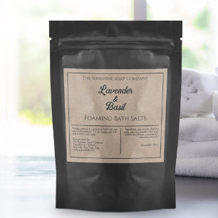 Etikett für wasserdichte Bath-Salze in Kraft-Papie