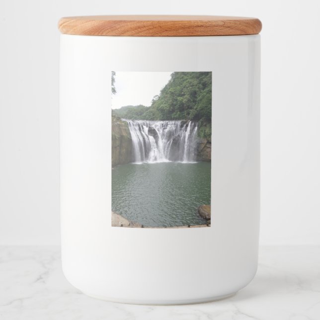 Etikett für Wasserfall-Lebensmittelbehälter (Vorderseite)