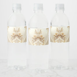 Etikett für Wasserflasche mit weißen und goldenen 