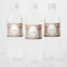 Etikett für Wasserflasche mit zarten rosa und weiß