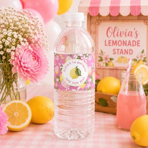 Etikett für Wasserflasche zum Geburtstag mit rosa
