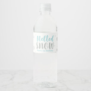 Etikett für Wasserflasche zur Blaue Winter-Geburts