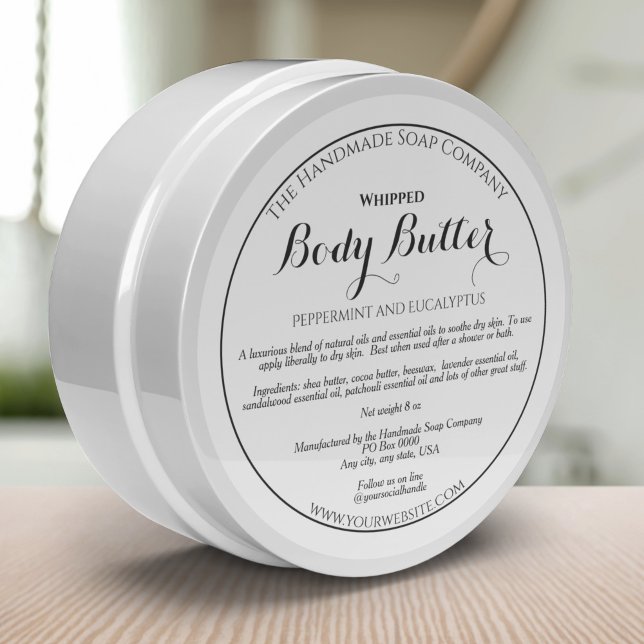 Etikett für weißes Body Butter Runder Aufkleber (Von Creator hochgeladen)