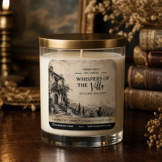 Etikett für Whispers of the Villa Vintage-Kerze Quadratischer Aufkleber