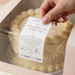 Etikett für Zutaten und Allergene für Bäckereiware Rechteckiger Aufkleber