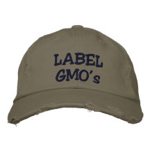 Etikett GVOs bestickter, bedrückter Hut