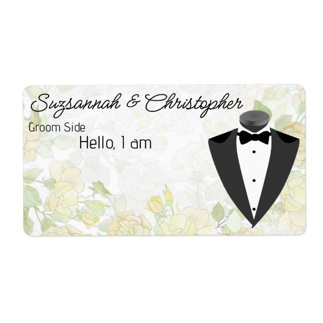 Etikett Hochzeitflorale Grenze Tuxedo (Vorne)