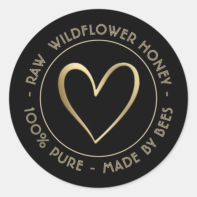 ETIKETT HONEY LID JAR - 100% PUR DURCH BIEN RUNDER AUFKLEBER (Vorderseite)