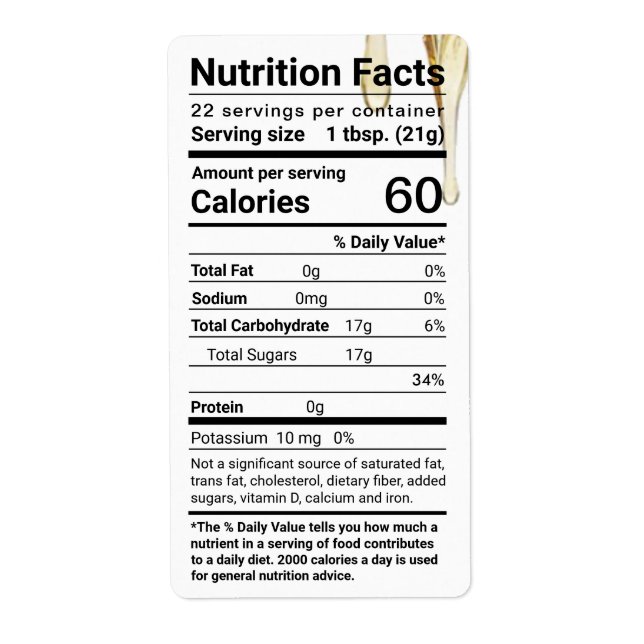 Etikett "Honey Nutrition Facts Label" (Vorne)
