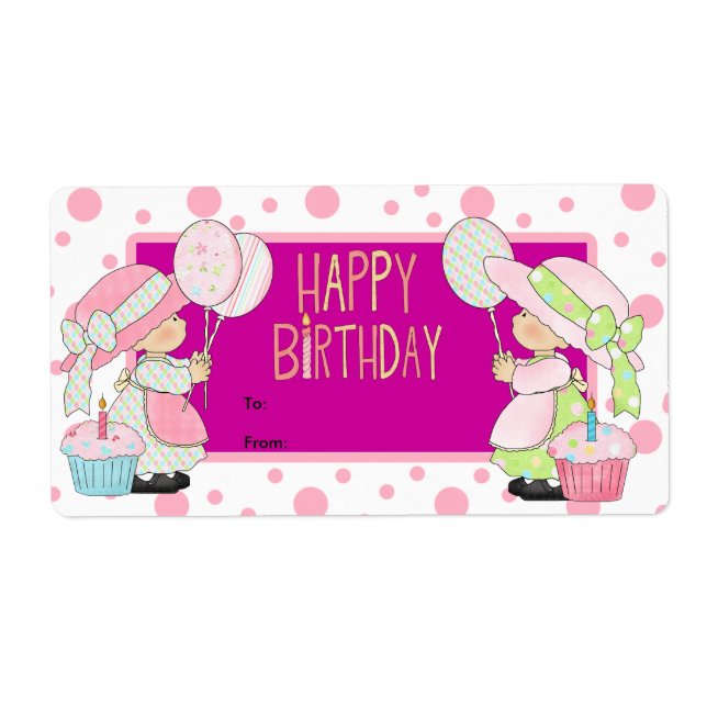 Etikett Kinder Geschenk Geburtstag Pink (Vorne)
