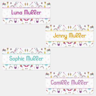 Etikett Kleidung für Kinder Thema Einhorn