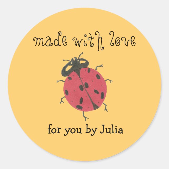 Etikett "Made with Liebe" Runder Aufkleber (Vorderseite)