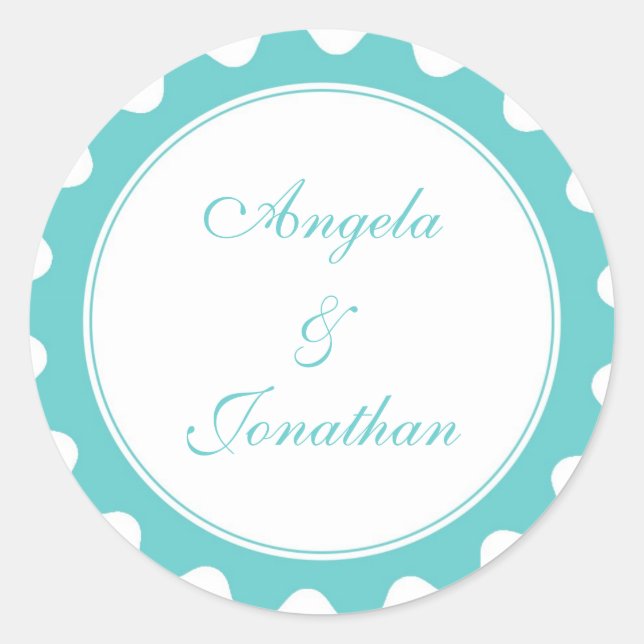 Etikett mit aquamariner blauer Gastgeschenk Hochze Runder Aufkleber (Vorderseite)