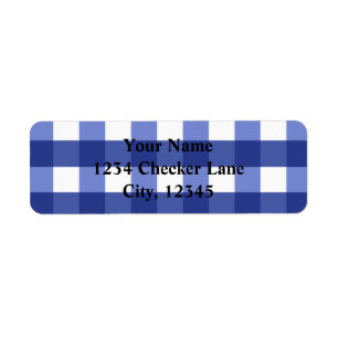 Etikett mit blauem Gingham-Sommer-Land-BBQ-Karo-Mu