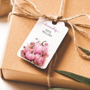 Etikett mit rosa Herbstthema für hausgemachte Arti Geschenkanhänger