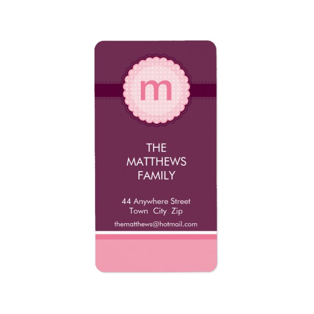 ETIKETT:: Monogramm2 1P Adressaufkleber (Vorne)