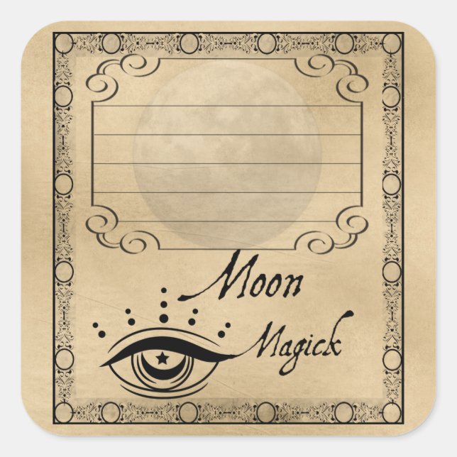 ETIKETT MOON MAGICK QUADRATISCHER AUFKLEBER (Vorderseite)