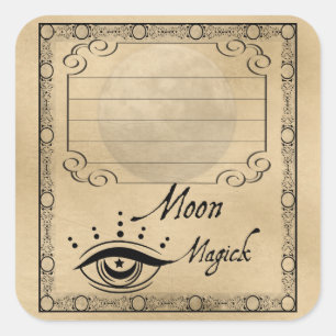 ETIKETT MOON MAGICK QUADRATISCHER AUFKLEBER