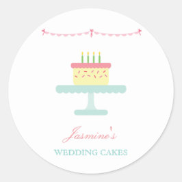 ETIKETT niedlicher Whimsical Wedding Cake Business Runder Aufkleber