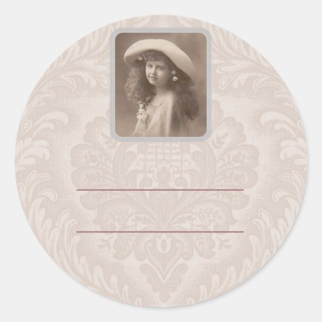 Etikett Nostalgia Viktorianisch Girl Runder Aufkleber (Vorderseite)