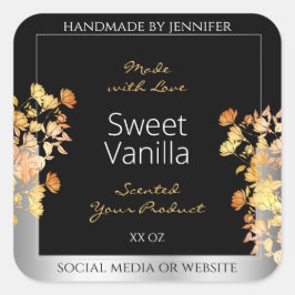 Etikett Orange Silver Quadratischer Aufkleber