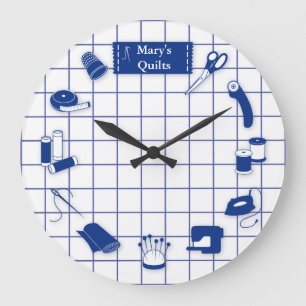 Etikett-Quilt-Zeit anpassen Große Wanduhr