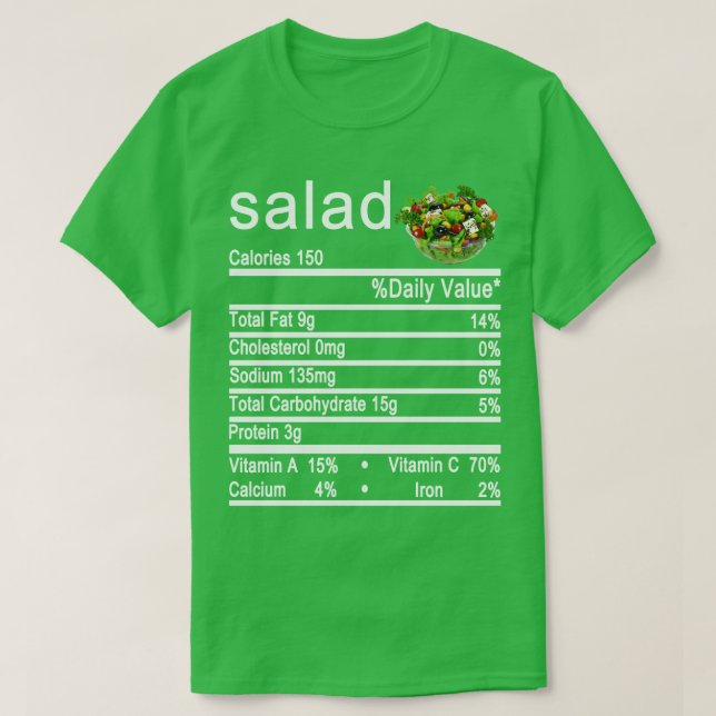 Etikett "salad Nutrition Facts" T-Shirt (Design vorne)