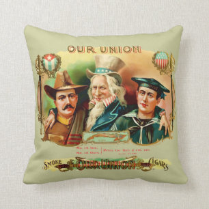 Etikett unserer Union Vintage-Zigarrenkiste Kissen