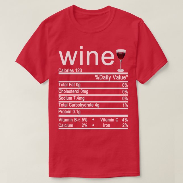 Etikett "Wein Nutrition Facts" T-Shirt (Design vorne)