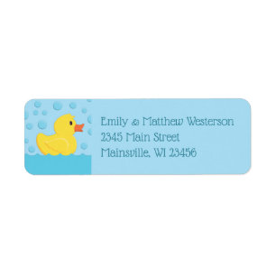 Etiketten auf Gummi Ducky Rücksendeadresse