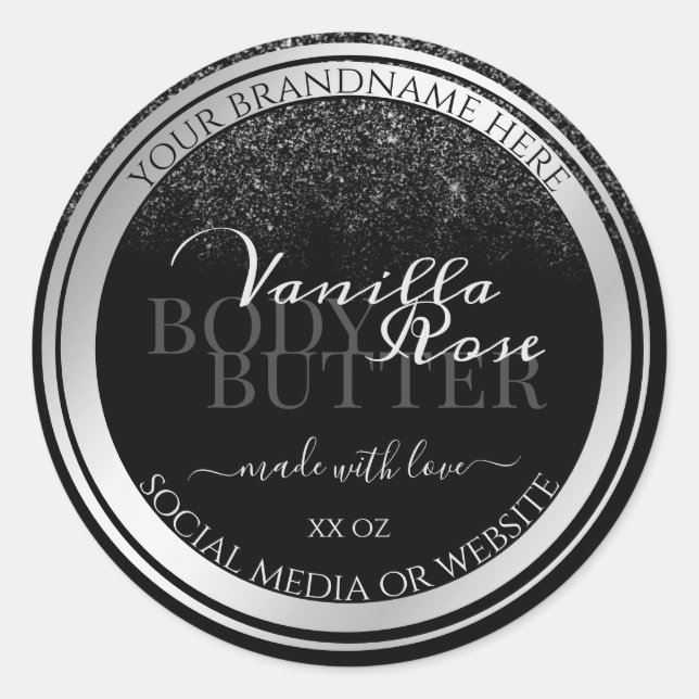Etiketten für atemberaubende Schwarz- und Silberve Runder Aufkleber (Vorderseite)